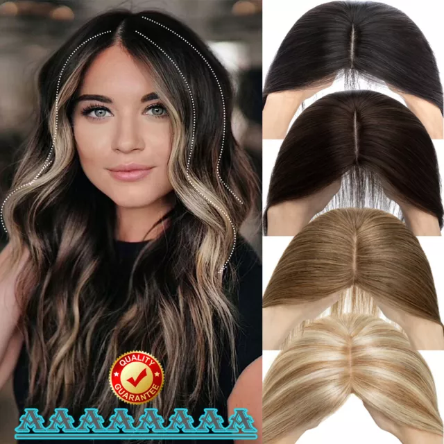 100% Human Hair Clip in Hairpiece Top Topper Toupee Wig for Women With Bang Remy