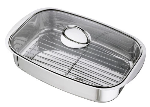 Schulte-Ufer Allzweck Sicht Bräter 36 cm Edelstahl mit Deckel induktionsgeeignet