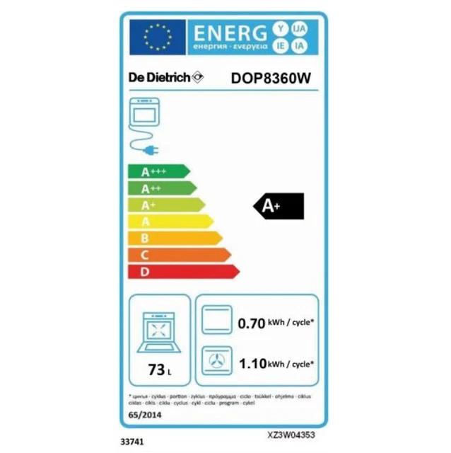 De Dietrich Four intégrable multifonction 73l 60cm a+ pyrolyse blanc 2