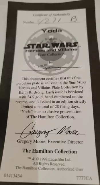 STAR WARS YODA HEROES and VILLIANS Hamilton Collection 4271B with COA-BRAND NEW! 2