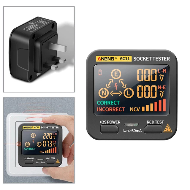 Tester Presa UK 250V 13A PRO ELEC – Verifica Polarità E Terra Con Spina Sicura