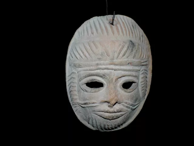 Masque Ancien Visage Feminin Yeux Ouvert En Terre Cuite Tres Bon Etat Splendide