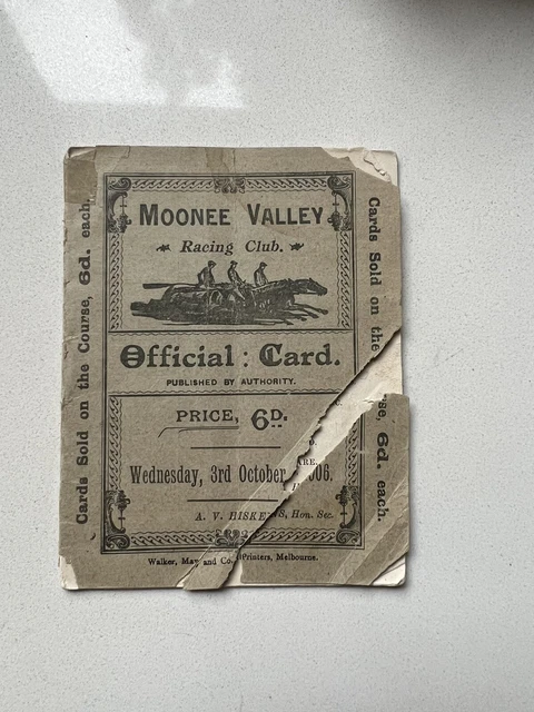 Victoria Racing Club 1906 Melbourne Official Programme Rare Moonee Valley Victoria Racing Club 1906 Melbourne Official Programme Rare Moonee Valley