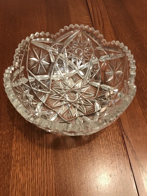 Antique/Vintage American Brilliant Period Crystal Cut Glass Bowl 8” Diameter