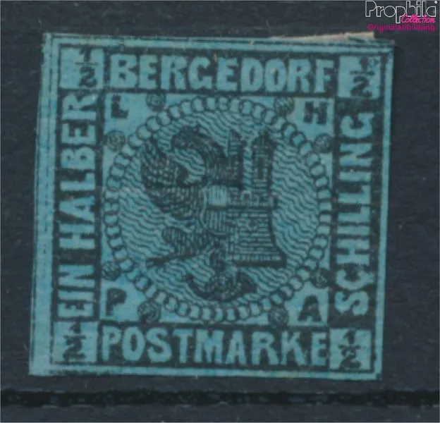 Briefmarken Bergedorf 1861 Mi 1a mit Falz Flaggen und Wappen (10339050