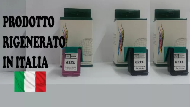 3 Cartucce Rigenerate per HP 62 XL nero N.2+colore N.1 HP 5640,5600,5644,C2P05AE