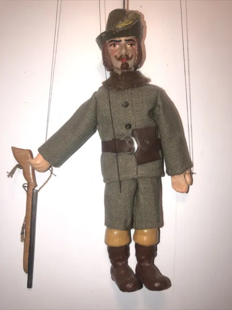 Antique Marionette Czech 1920-30 hunter with rifle
