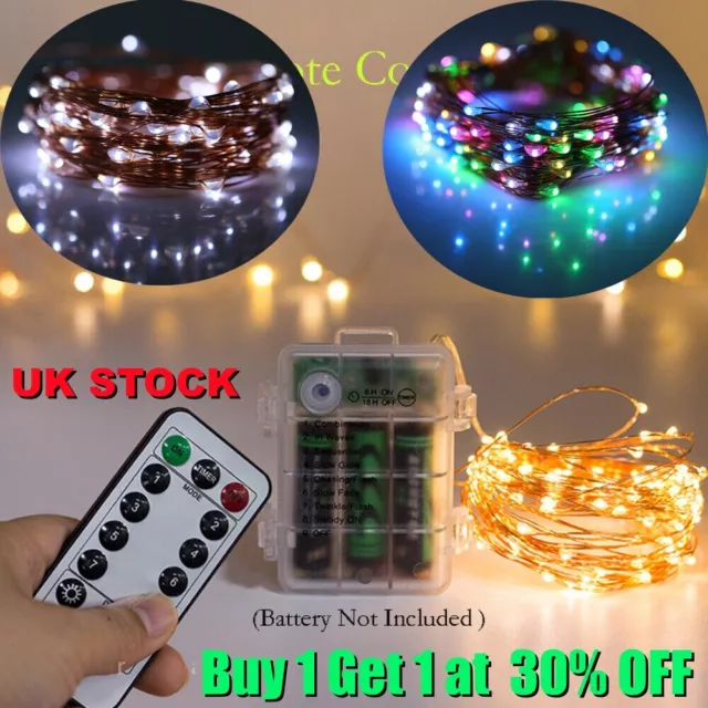 200LED Christmas Fairy Lights String Copper Wire Battery Power+ Remote, XMAS Dec
