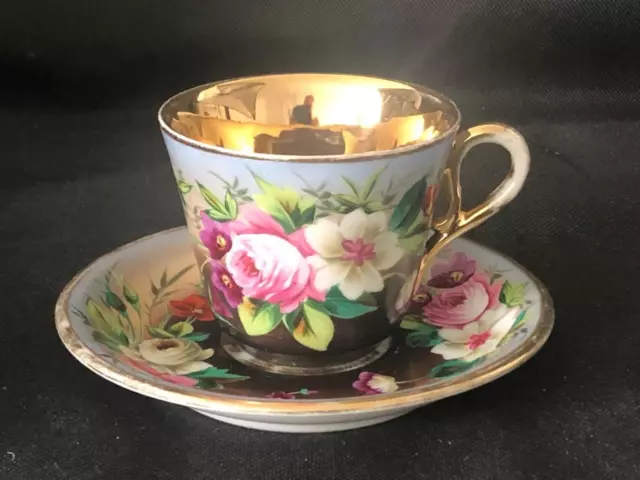 Fine Antiqe Rosenthal Bohemian Hand Painted Floral Cup And Saucer.