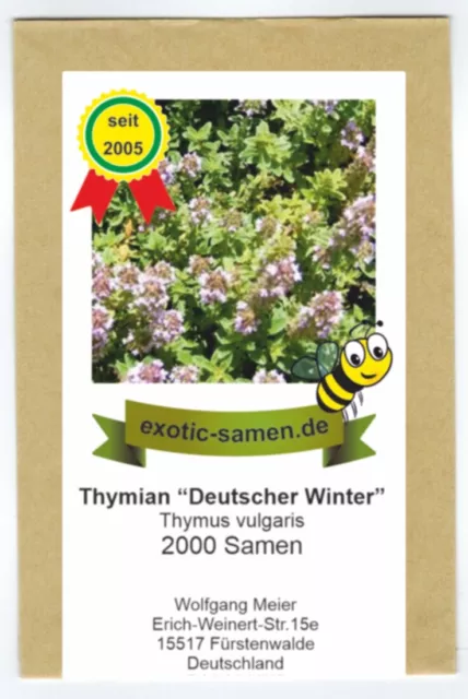 Garten-Thymian Deutscher Winter - Bienenweide - Thymus - 2000 Samen