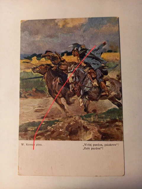 AK Grußkarte 1WK Feldpost 1917 4. Kompanie Brief-Stempel W. Kossak Pinx.