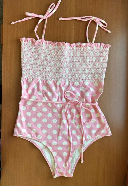 LISA MARIE FERNANDEZ Selena pink polka dot Maillot One-Piece Swimsuit small 2