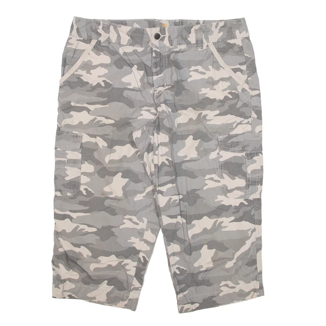 Abbigliamento da lavoro CARHARTT 3/4 gambe pantaloncini cargo grigio rilassato mimetico donna M W34