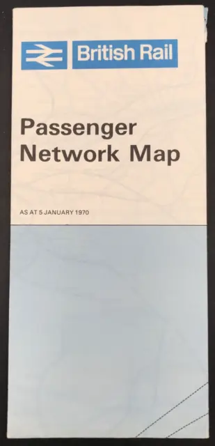 January 1970 British Railways BR Passenger Network Map Train Railroad Rail