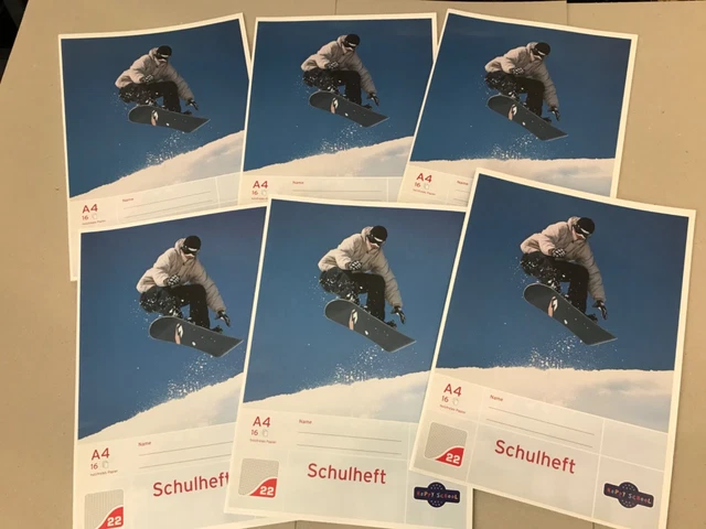 6 Stück DIN A4 Schulhefte - Nr. 22 - kariert ohne Rand