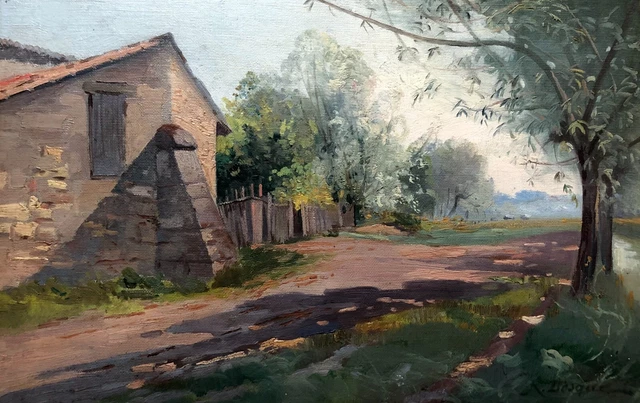 Tableau Ancien Signé Raoul Dosque, Paysage, Huile Sur Toile, Peinture, Début XXe