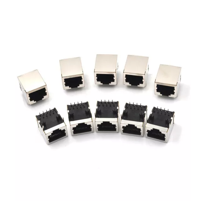 Paquete de 10 conectores de soldadura de PCB zócalo hembra de red Ethernet 8P8C ángulo recto RJ45