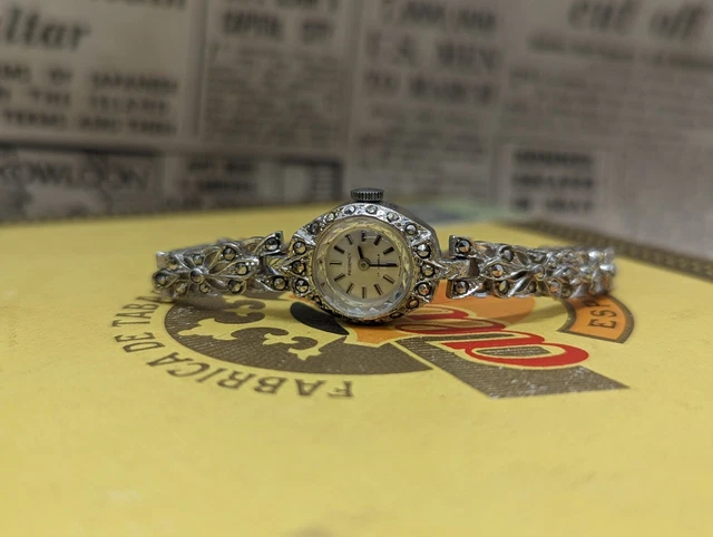 Orologio Da Donna Vintage Regency Marcasite Decorativo Sunburst Bracciale - Funzionante