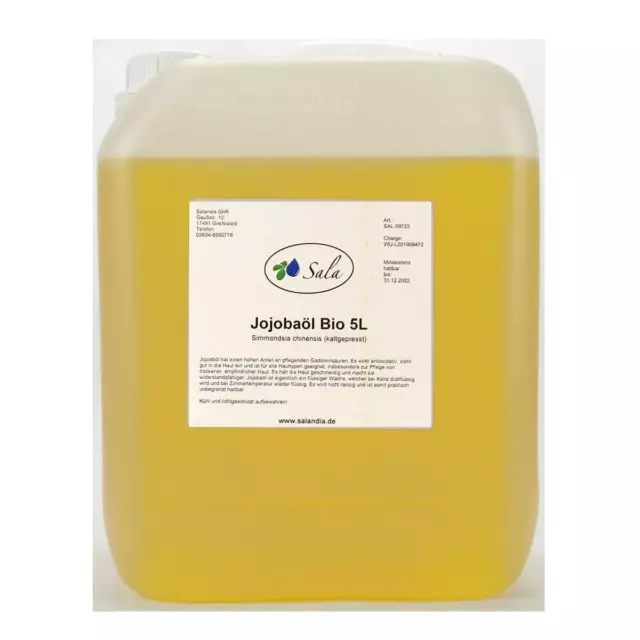 Sala Jojobaöl kaltgepresst gelb Jojoba Öl BIO 5 L Liter Kanister