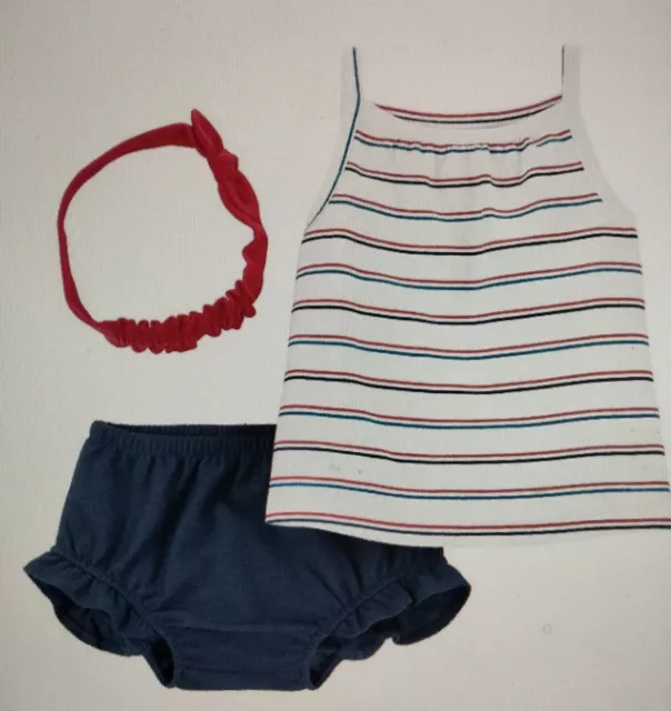 NWT Carter’s Girl 3 PC 4th of July Tank Top Shorts Headband Set NB FREE SHIPPING