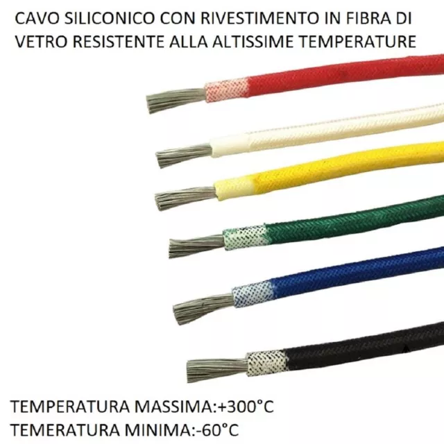 Cavo filo elettrico siliconico unipolare silicone alte temperature fibra vetro