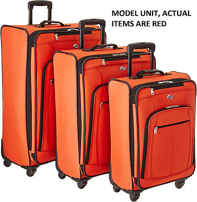 American Tourister AT Pops Plus Softside 3-Piece Spinner Wheel Luggage Set, Red