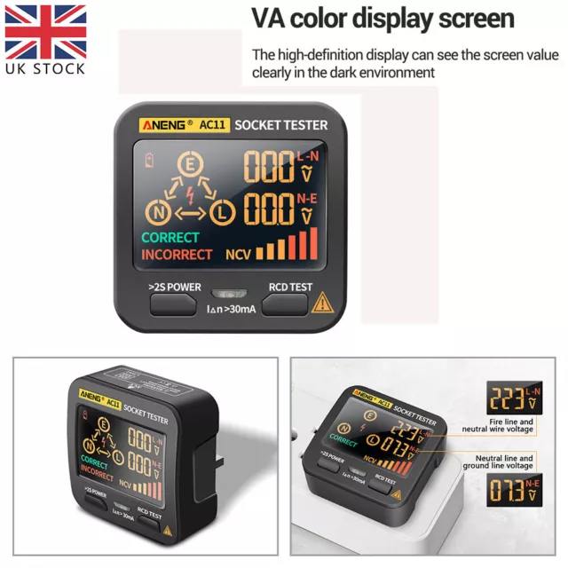 Digital Display Plug In UK Plug Electric Mains Fault Checker Socket Tester UK