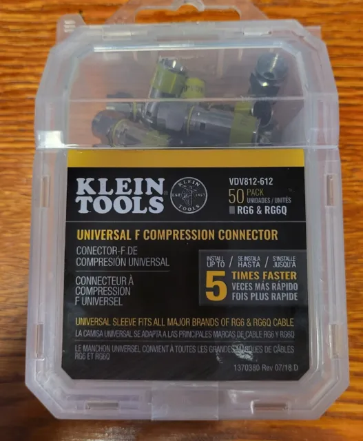 KLEIN TOOLS RG6-RG6Q UNIVERSAL F  COMPRESSION CONNECTOR 48 Pieces  (#15473) EE1