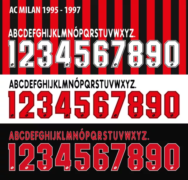 Name&Number Set For AC Milan Serie A 1995/1997 Home/Away/Third Football Soccer