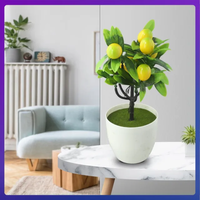 Artificiel Citron Arbre Plante Art Topiaire en Pot Faux Fleur Décor Maison Verts