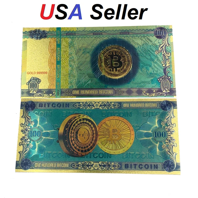 5x BITCOIN GOLD Banknote COIN CRYPTO Dollar One Hundred Dollar Bitcoin Bill USA