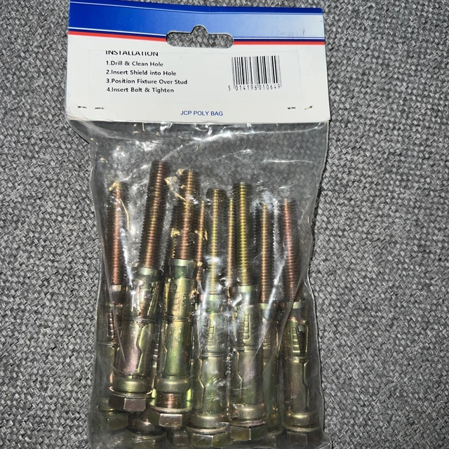 10x JCP M10 bullone sciolto (adatto per bullone in calcestruzzo e la maggior parte della muratura 110 mm