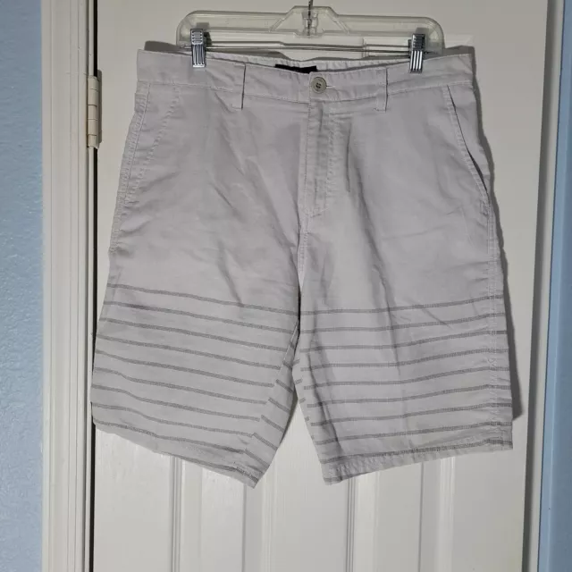 Micros Shorts Mens 34 Gray Bermuda Chino Stripe Los Angeles