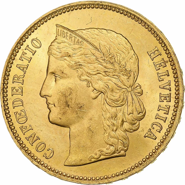 [#869759] Svizzera, 20 Francs, Helvetia, 1889, Bern, Oro, SPL, KM:31.3