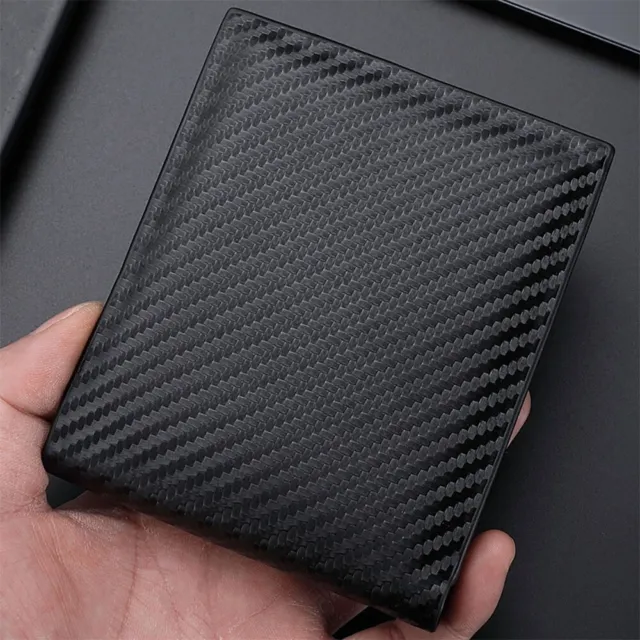 RFID Blocking Men's Carbon Fiber Leather Bifold Credit Card ID Holder Wallet US
