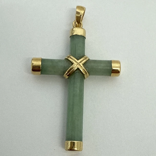 Collier avec pendentif croix en argent sterling 925 vert malachite 3 x 2 cm Chaîne 45 + 5 cm Unisexe
