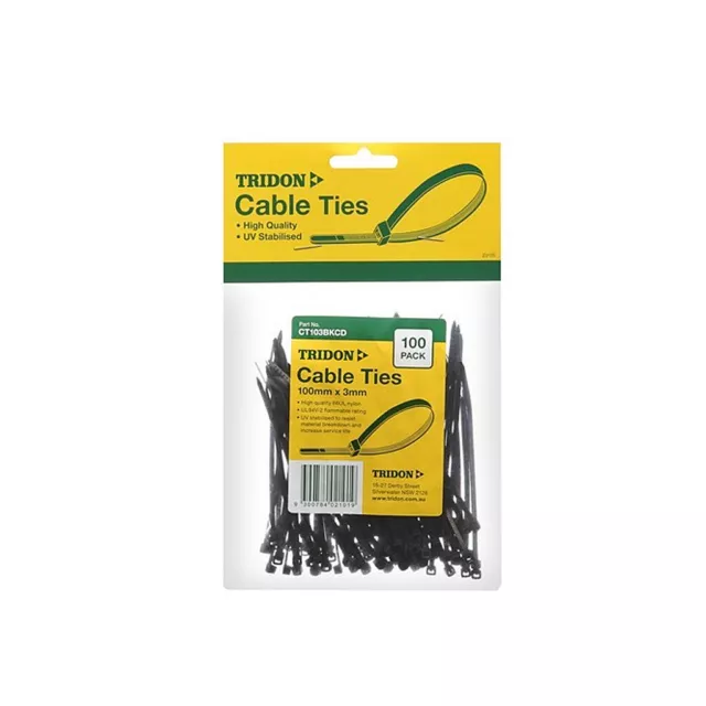Tridon Cable Tie 8mm (w) x 300mm (l) - Black (UV Stabilised) - 25 Pack