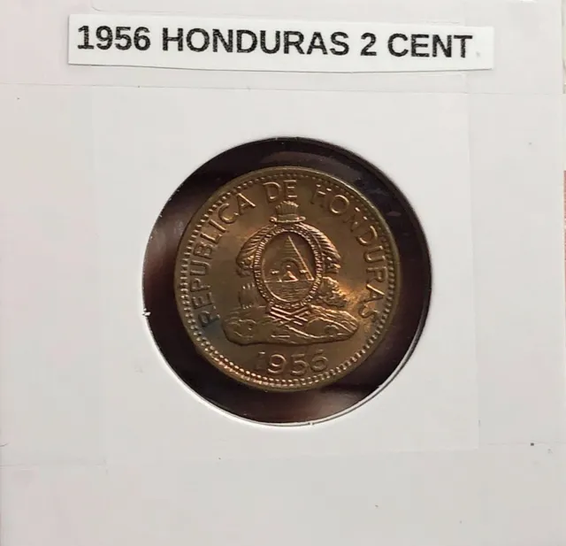 1956 Honduras 2 Cents De Lempira World Coin