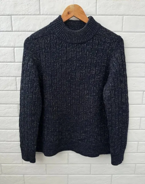 A.P.C. Rue Madame Paris Women's Blue Crew Neck Wool Pullover Sweater Size M