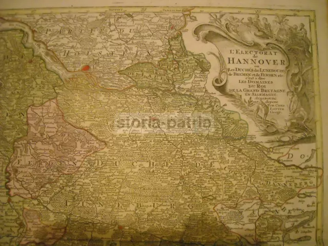 Grande Antica Bellissima Mappa Geografica_Hannover_Rara Cartografia A Colori