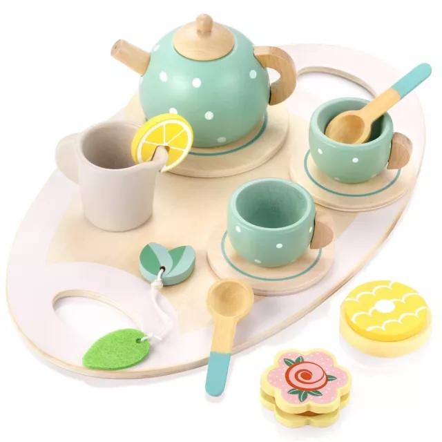 Kid Tea Party Set Toy Simulation Funny Early Eudcational Wooden Tea Set Toy UK