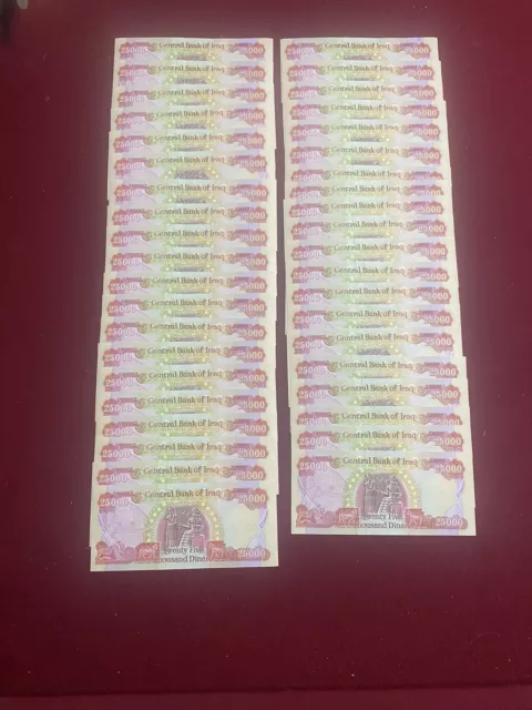 1 MILLION Iraqi Dinar - 40 x 25000 IQD - 25K Iraq Money 'No Reserve!' Lot#3
