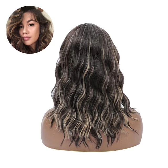 Peluca corta ondulada Bobo de cabello humano red rosa peluca frontal sin pegamento para mujer|