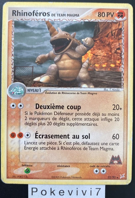 Carte Pokemon RHINOFEROS 22/95 Rare Bloc EX Team Aqua VS Team Magma FR OCCASION