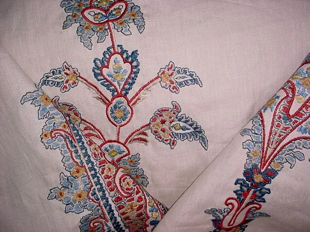 1-1/4 Lee Jofa 2012113 Khamsa Pasiley Embroidered Linen Upholstery Fabric