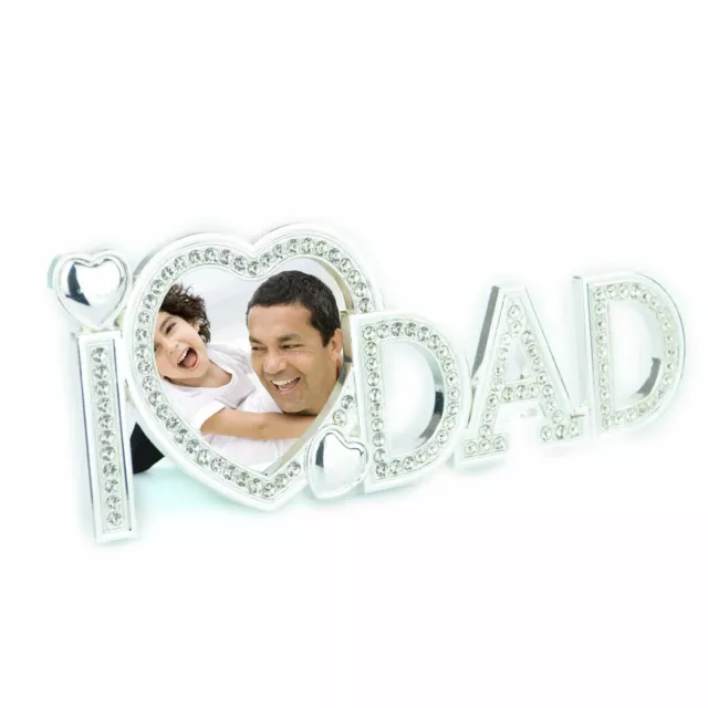 I Love Dad Photo Frame With Diamond Birthday Keepsake Memories Occasion Gifts