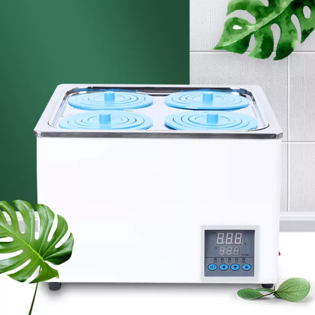 12L Lab Water Bath Thermostatic Heat Heater Digital Display Single Pot 4 Holes