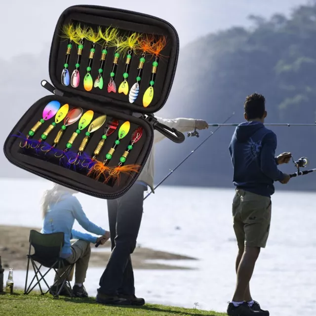 16 pièces cuillères à pêche en métal coloré leurre appâts filateurs croch