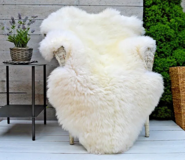 Alfombra de lujo blanca y brillante marfil piel de oveja manta lana pura tallas grandes