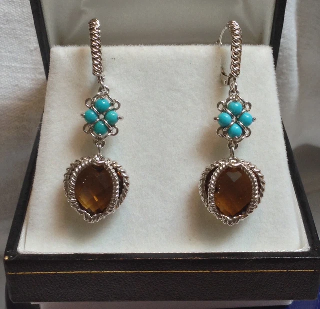 Atelier Anthony Nak Sterling HONEY TOPAZ Persian turquoise Earrings 7.7 GRAMS Atelier Anthony Nak Sterling HONEY TOPAZ Persian turquoise Earrings 7.7 GRAMS